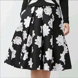 Black and White flower high waist skirt